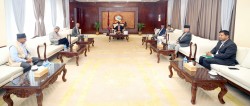 राष्ट्रिय मान्यता प्राप्त दलका शीर्ष नेतासँग छलफल गर्नुहुँदै प्रधानमन्त्री
